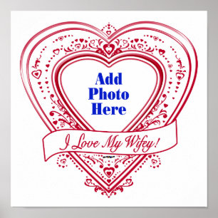 Póster Eu amo meu Wifey! - Corações do vermelho da foto
