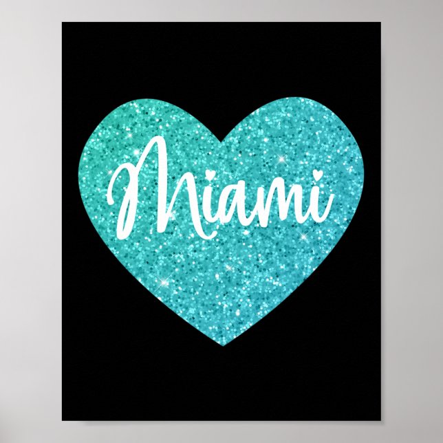 Poster Eu Amo Miami Flórida Coração  (Frente)