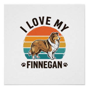 Póster Eu Amo Minha Camisa com Nome de Cachorro Vintage F