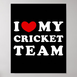 Poster Eu Amo Minha Equipe de Críquete