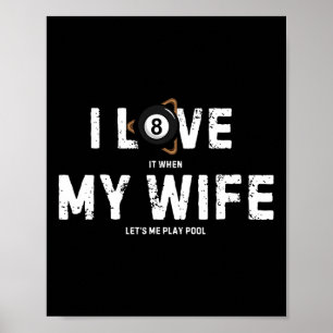 Poster Eu Amo Minha Esposa Billiards Vintage Piscina Play