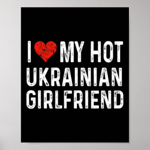 Poster Eu Amo Minha Gatinha Ucraniana - Coração Engraçado