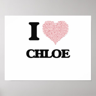 Póster Eu amo o design de Chloe (coração feito das