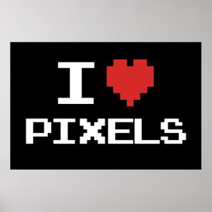 Póster Eu amo o gamer 8bit retro pixelated pixéis do