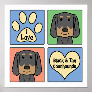 Póster Eu amo o preto e os Coonhounds de Tan