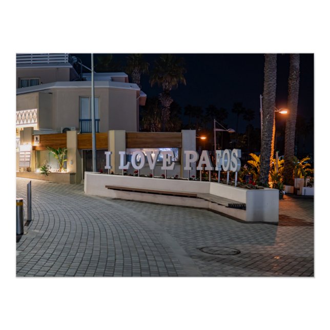 Póster Eu amo o sinal de Pafos à noite (Frente)