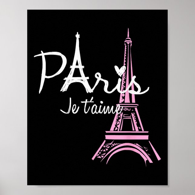 Poster Eu Amo Paris Eiffel Torre França Souvenir Francês (Frente)