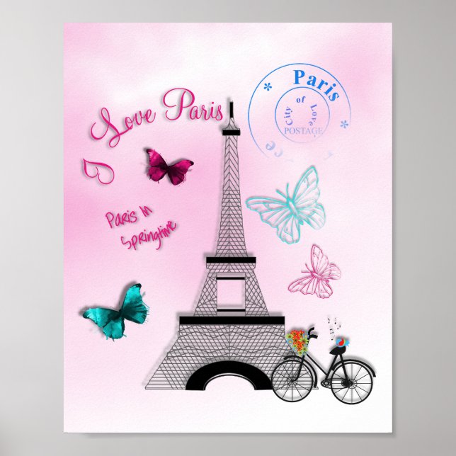 Póster Eu Amo Paris Em Springtime (Frente)