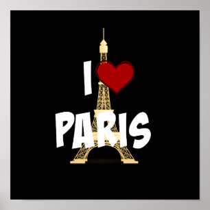 Poster "Eu Amo Paris", Torre Eiffel,