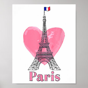 Poster Eu Amo Paris Torre Eiffel França Presente