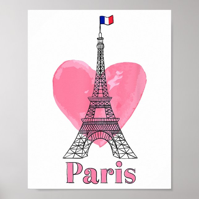 Poster Eu Amo Paris Torre Eiffel França Presente (Frente)