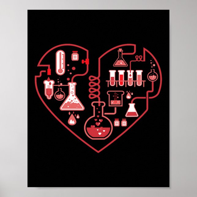 Poster Eu Amo Química Coração Ciência Para Professor E Es (Frente)