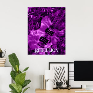 Poster Eu Amo Rock 'N Roll Guitarra Elétrica Personalizad