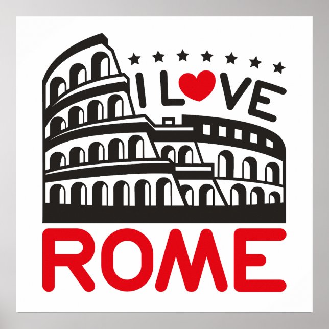 Poster Eu Amo Roma Itália Colosseum Viagem (Frente)