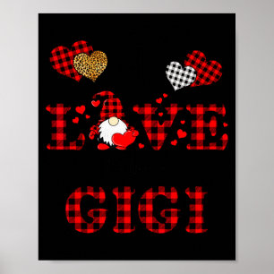 Poster Eu Amo Ser Um Coração de Xadrez Vermelho dos Gnomo
