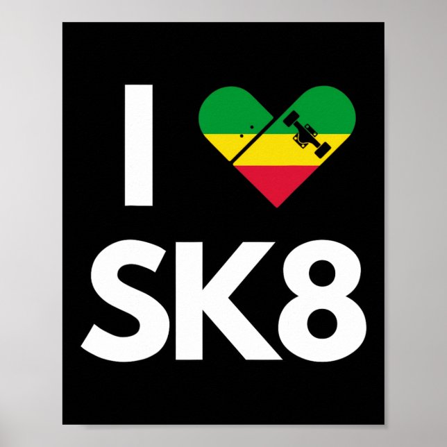 Poster Eu Amo Skate Rasta Reggae  (Frente)