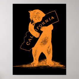 Poster Eu Amo-Te Califórnia — Laranja e Preto