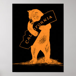 Poster Eu Amo-Te Califórnia — Laranja e Preto