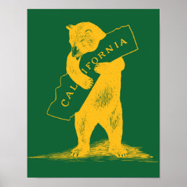 Póster Eu Amo-Te Califórnia — Verde e Dourada