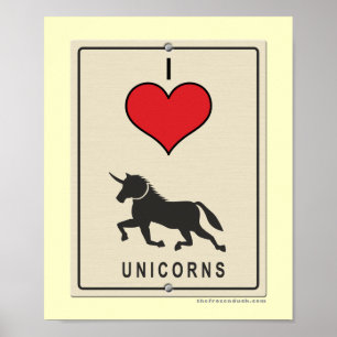 Póster Eu amo unicórnios