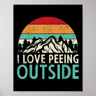 Poster Eu Amo Urinar Fora Pôr do Sol Retro Camping ao Ar