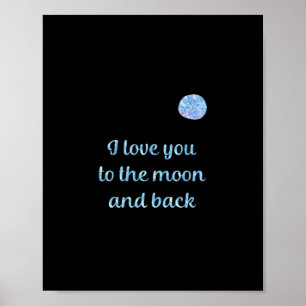 Poster Eu Amo Você Até a Lua e de Volta Água-marinha Prat