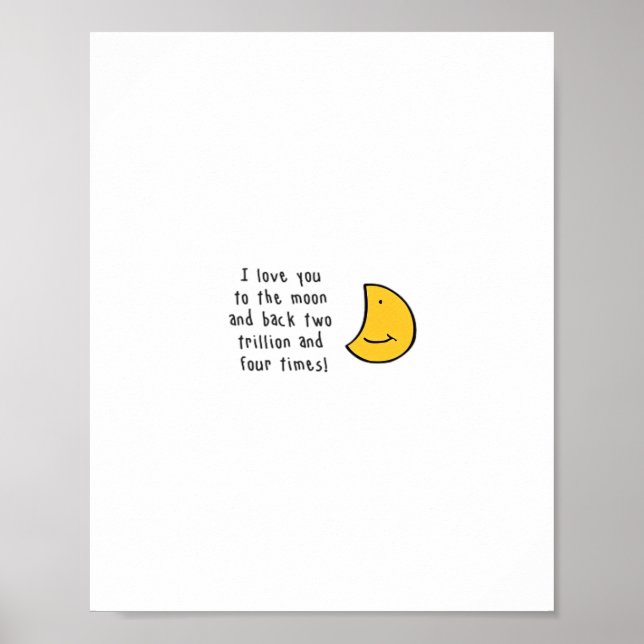 Poster Eu Amo Você Até a Lua e de Volta Design Minimalist (Frente)