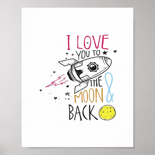 Poster Eu Amo Você Até a Lua e de Volta Para Homens e Mul (Frente)