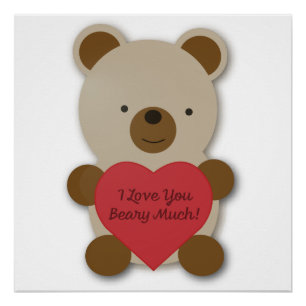 Póster Eu Amo Você Beber Muito Urso De Teddy
