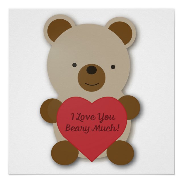Póster Eu Amo Você Beber Muito Urso De Teddy (Frente)