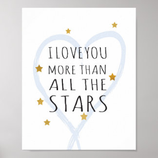 Póster Eu amo você mais do que todas as estrelas - Impres