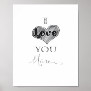 Poster Eu Amo Você Mais Tipografia de Coração de Quadro N