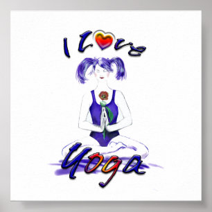 Póster Eu Amo Yoga-Lotus Pose