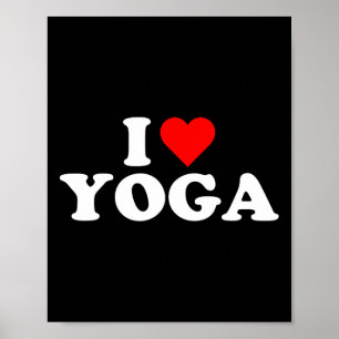 Poster Eu Amo Yoga Tema de Fitness Coração Vermelho Espor
