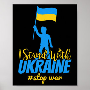 Poster Eu Apoio a Ucrânia Faça Paz Pare a Guerra Apoie S