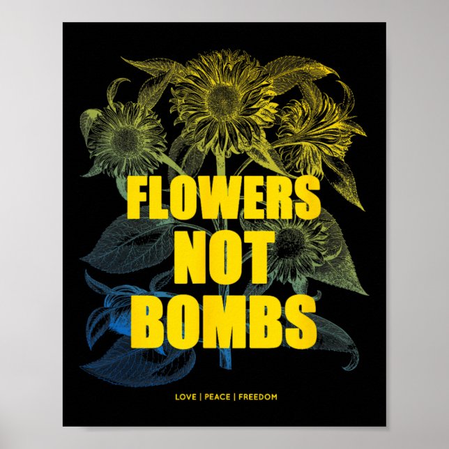 Poster Eu Apoio A Ucrânia Flores Não Bombas Paz Ucrânia (Frente)