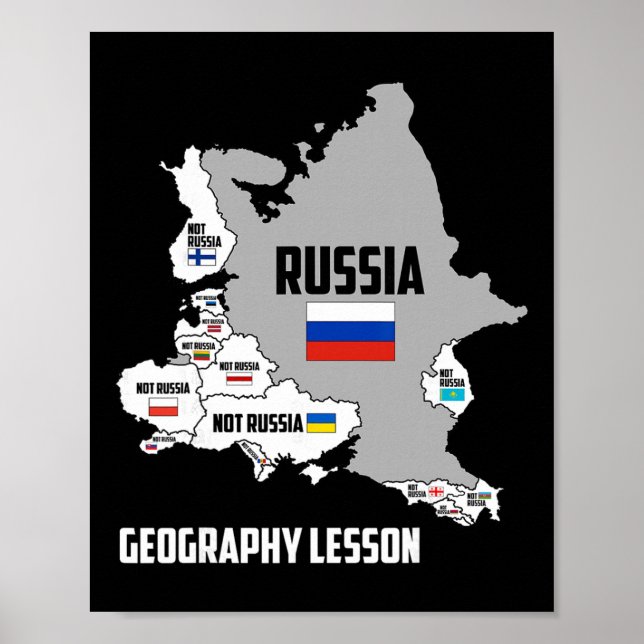 Poster Eu Apoio a Ucrânia Mapa da Europa Não Rússia (Frente)