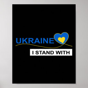 Poster Eu Apoio a Ucrânia Pare a Guerra Protesto Bandeira