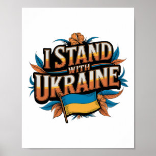 Poster Eu Apoio a Ucrânia' Suporte Patriótico Vintage De