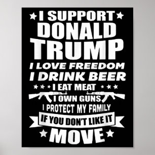 Poster Eu Apoio Donald Trump I Love Freedom I Beer Beer B