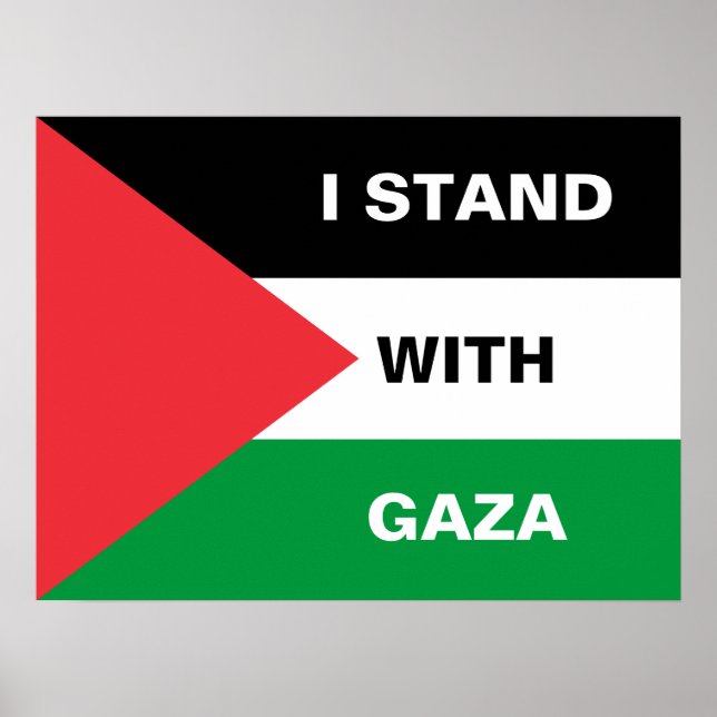 Poster Eu apoio o texto personalizado de Gaza, a bandeira (Frente)