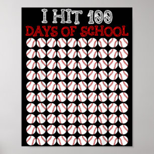 Poster Eu Atingi 100 Dias De Professor Amante De Beisebol