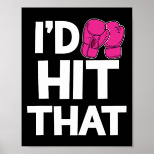 Poster Eu Bateria Nessa Luvas Rosa Engraçado Kickboxing B