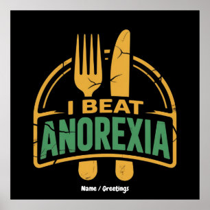 Poster Eu Bato na Anorexia Consciencialização Engraçado D