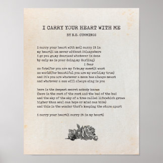 Poster Eu Carregar Seu Poema Cardíaco - EE Cummings