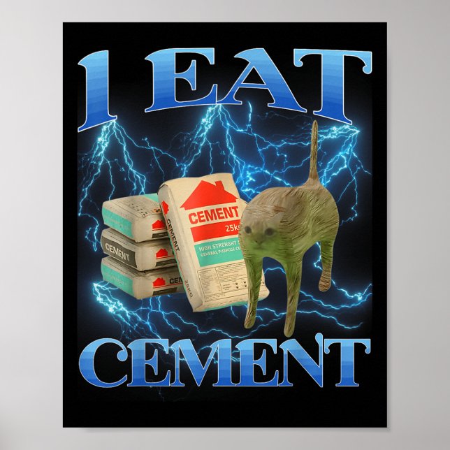 Poster Eu Comi Cimento Engraçado Memória De Gato Na Inter (Frente)