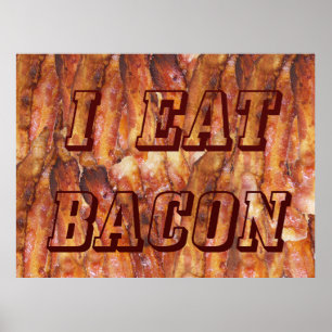Póster Eu Comi Texto Bacon com Fundo
