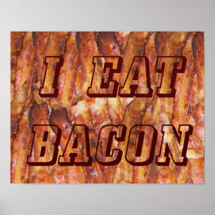 Poster Eu Comi Texto Bacon com Fundo Pequeno