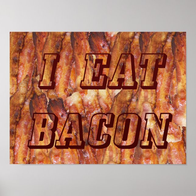 Poster Eu Comi Texto Bacon com Fundo Pequeno (Frente)