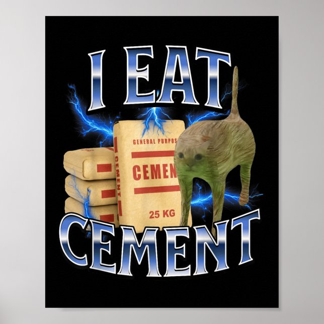 Poster Eu Como Cimento Gato Amaldiçoado Engraçado Meme Es (Frente)